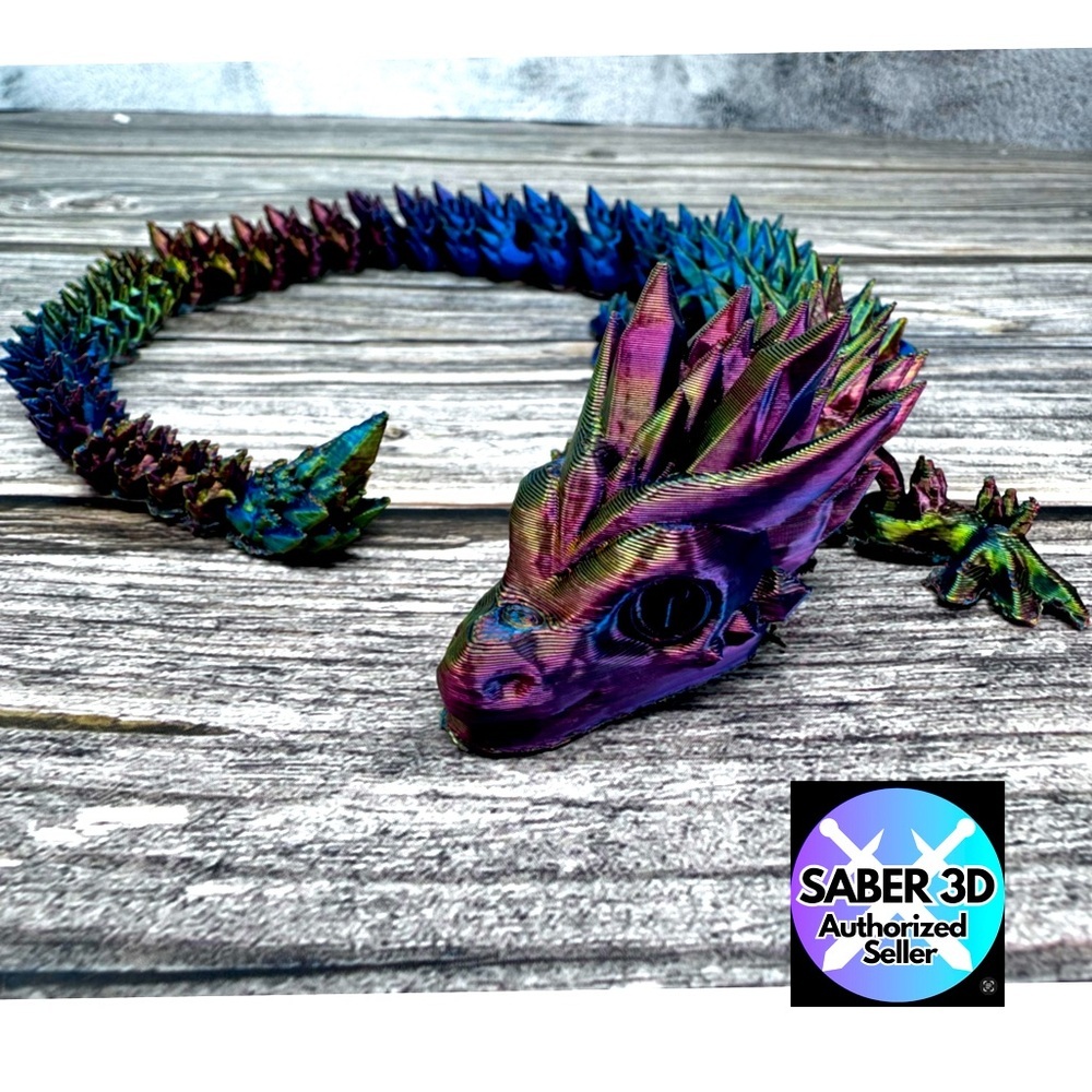 3D Printed Multicolor Rainbow Articulating Dragon 18”​